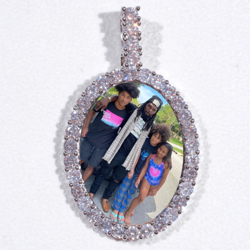 Large 3D Oval Custom Picture Pendant
