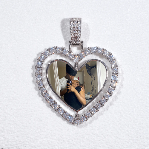 3D Spinning 2-Faced Heart Custom Picture Pendant