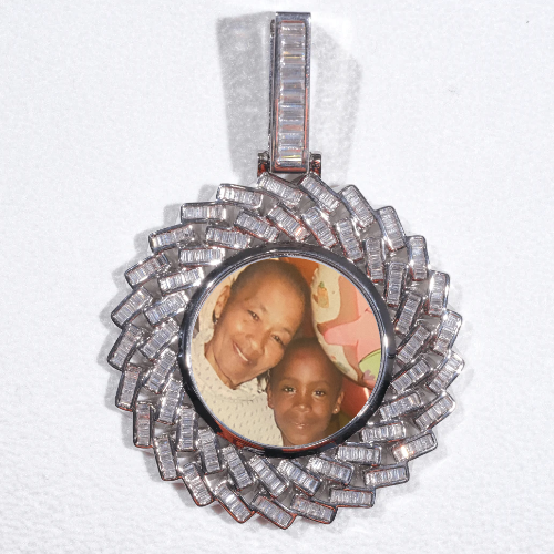 Large 3D Baguette Custom Picture Pendant