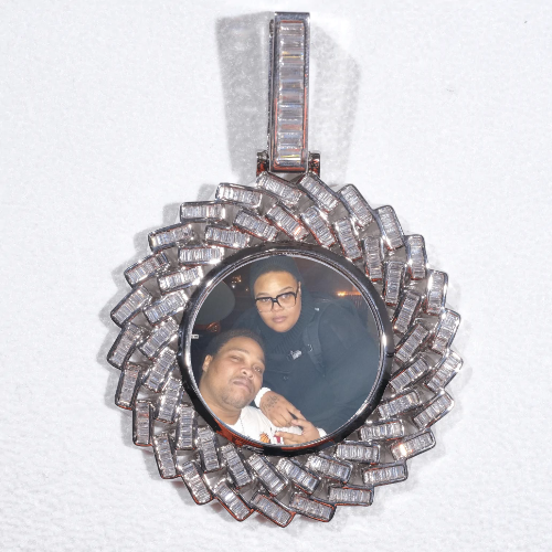 Large 3D Baguette Custom Picture Pendant