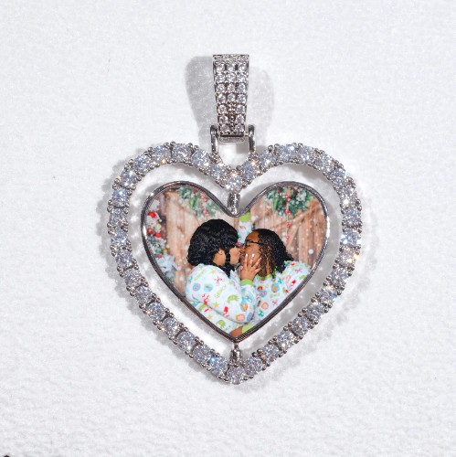 3D Spinning 2-Faced Heart Custom Picture Pendant