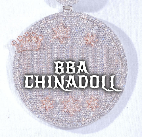 CUSTOM LETTER NECKLACE 3D BIG CROWN DISC