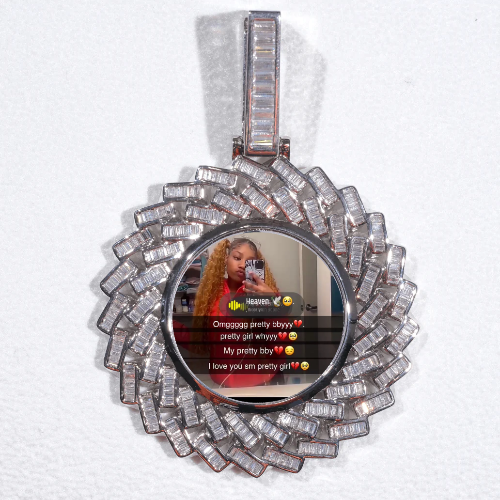 Large 3D Baguette Custom Picture Pendant