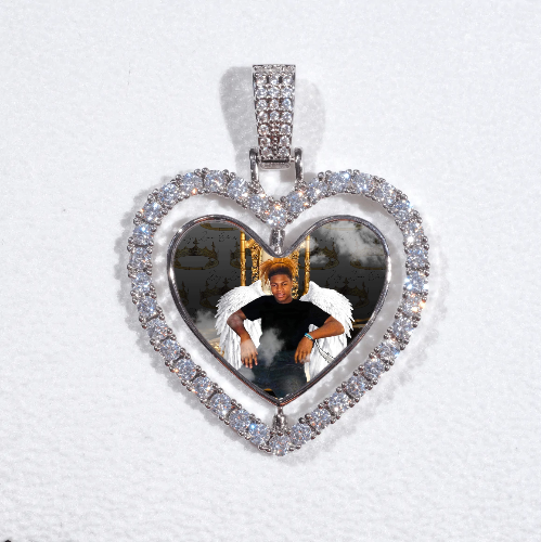 3D Spinning 2-Faced Heart Custom Picture Pendant