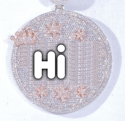 CUSTOM LETTER NECKLACE 3D BIG CROWN DISC
