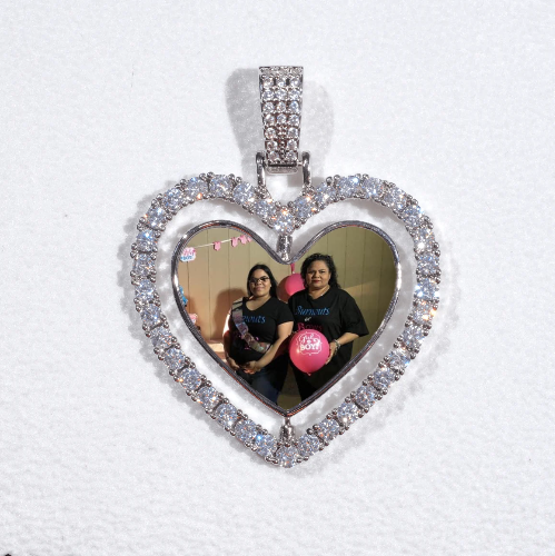 3D Spinning 2-Faced Heart Custom Picture Pendant