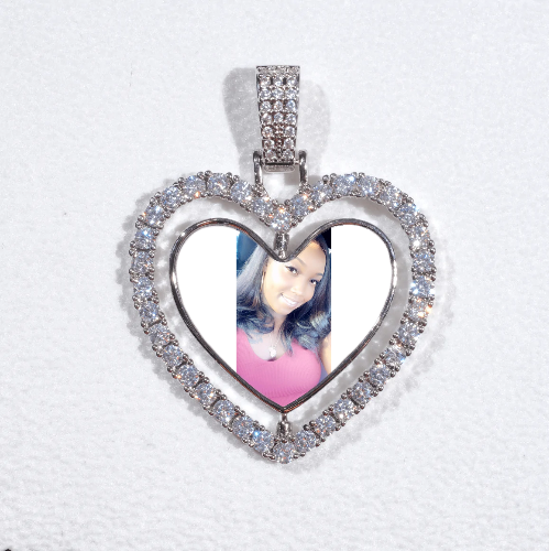 3D Spinning 2-Faced Heart Custom Picture Pendant