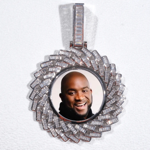 Large 3D Baguette Custom Picture Pendant