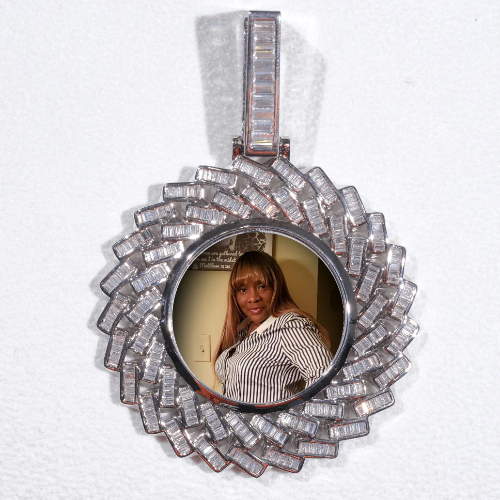 Large 3D Baguette Custom Picture Pendant