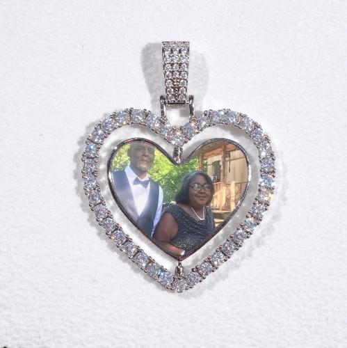 3D Spinning 2-Faced Heart Custom Picture Pendant