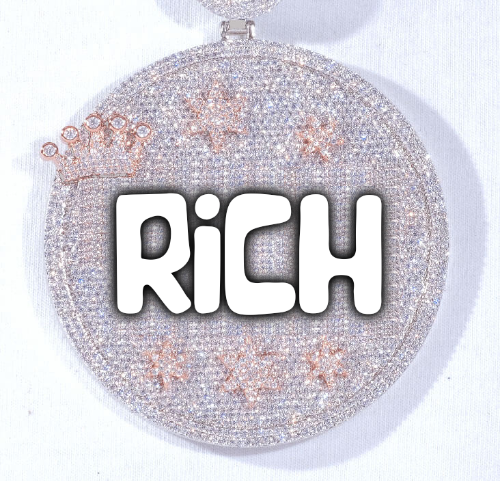 CUSTOM LETTER NECKLACE 3D BIG CROWN DISC