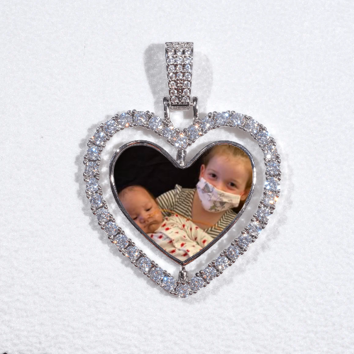 3D Spinning 2-Faced Heart Custom Picture Pendant