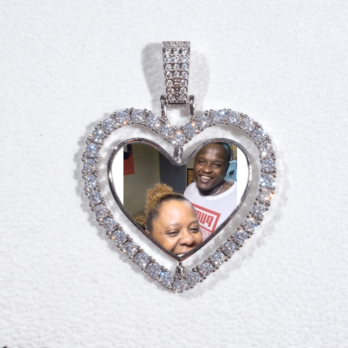 3D Spinning 2-Faced Heart Custom Picture Pendant