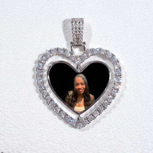 3D Spinning 2-Faced Heart Custom Picture Pendant
