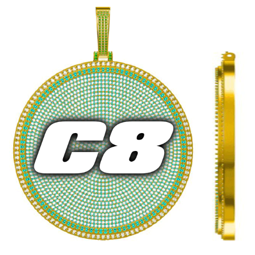 CUSTOM LETTER NECKLACE 3D BIG DISC