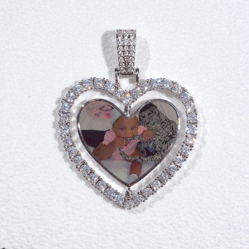 3D Spinning 2-Faced Heart Custom Picture Pendant