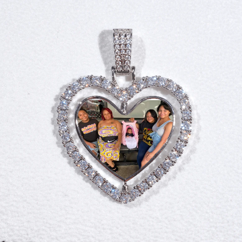 3D Spinning 2-Faced Heart Custom Picture Pendant