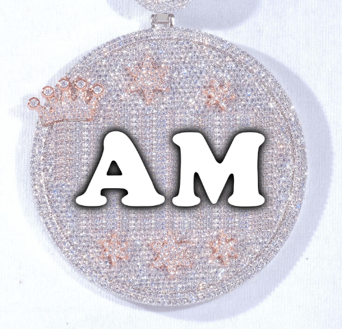 CUSTOM LETTER NECKLACE 3D BIG CROWN DISC