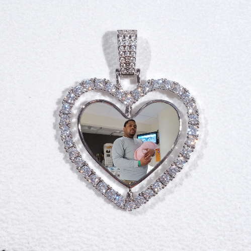 3D Spinning 2-Faced Heart Custom Picture Pendant