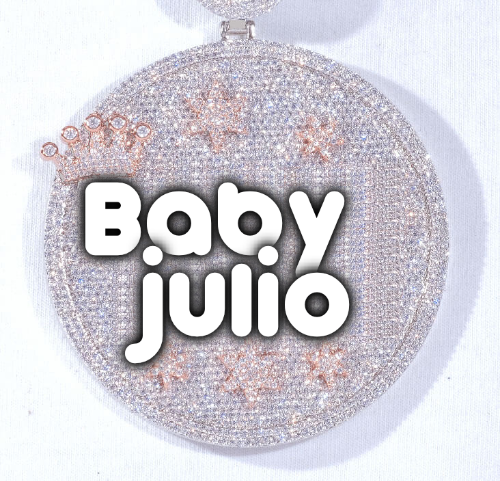 CUSTOM LETTER NECKLACE 3D BIG CROWN DISC