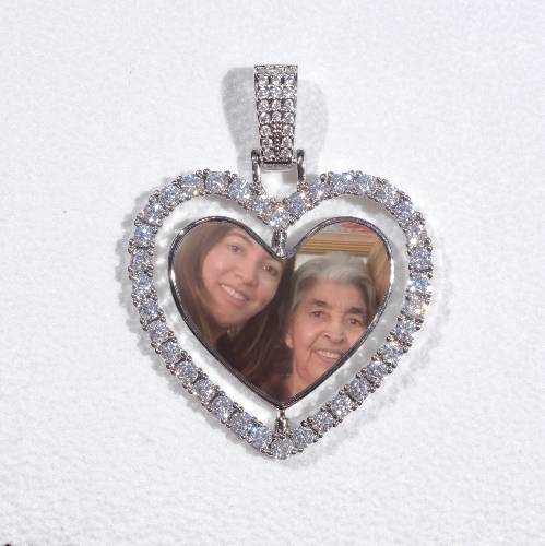 3D Spinning 2-Faced Heart Custom Picture Pendant