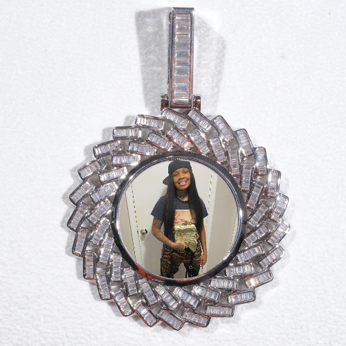 Large 3D Baguette Custom Picture Pendant