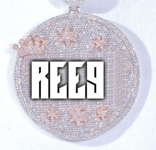 CUSTOM LETTER NECKLACE 3D BIG CROWN DISC