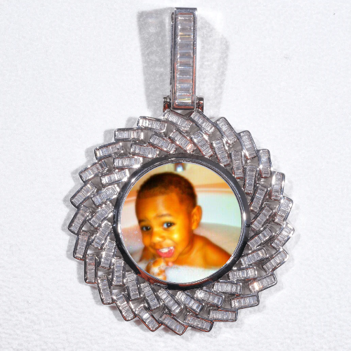 Large 3D Baguette Custom Picture Pendant