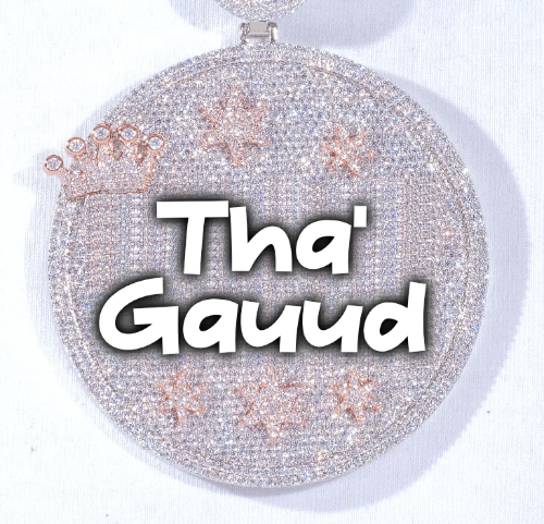 CUSTOM LETTER NECKLACE 3D BIG CROWN DISC