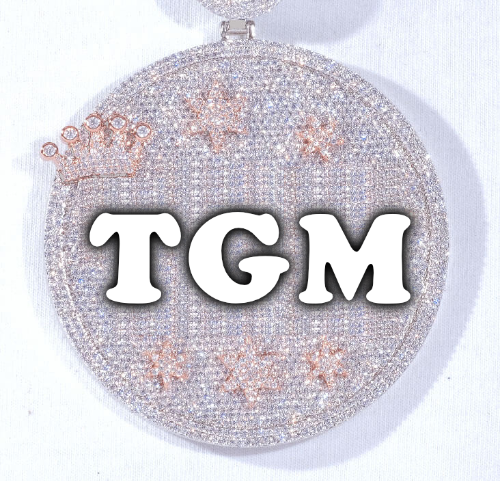 CUSTOM LETTER NECKLACE 3D BIG CROWN DISC