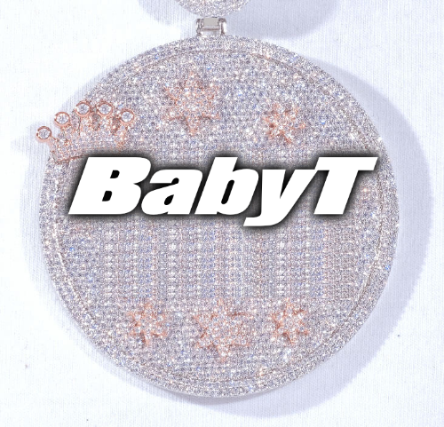 CUSTOM LETTER NECKLACE 3D BIG CROWN DISC
