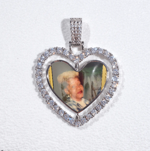 3D Spinning 2-Faced Heart Custom Picture Pendant