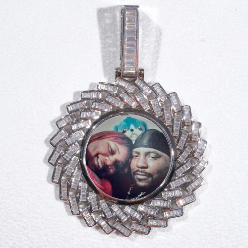 Large 3D Baguette Custom Picture Pendant