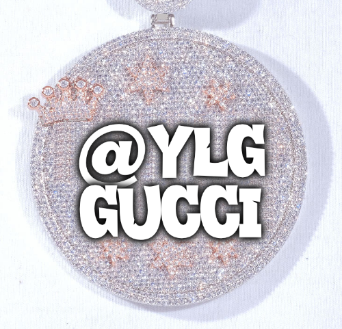 CUSTOM LETTER NECKLACE 3D BIG CROWN DISC