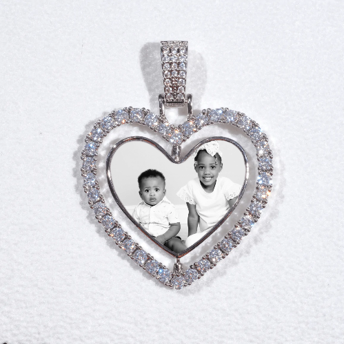 3D Spinning 2-Faced Heart Custom Picture Pendant