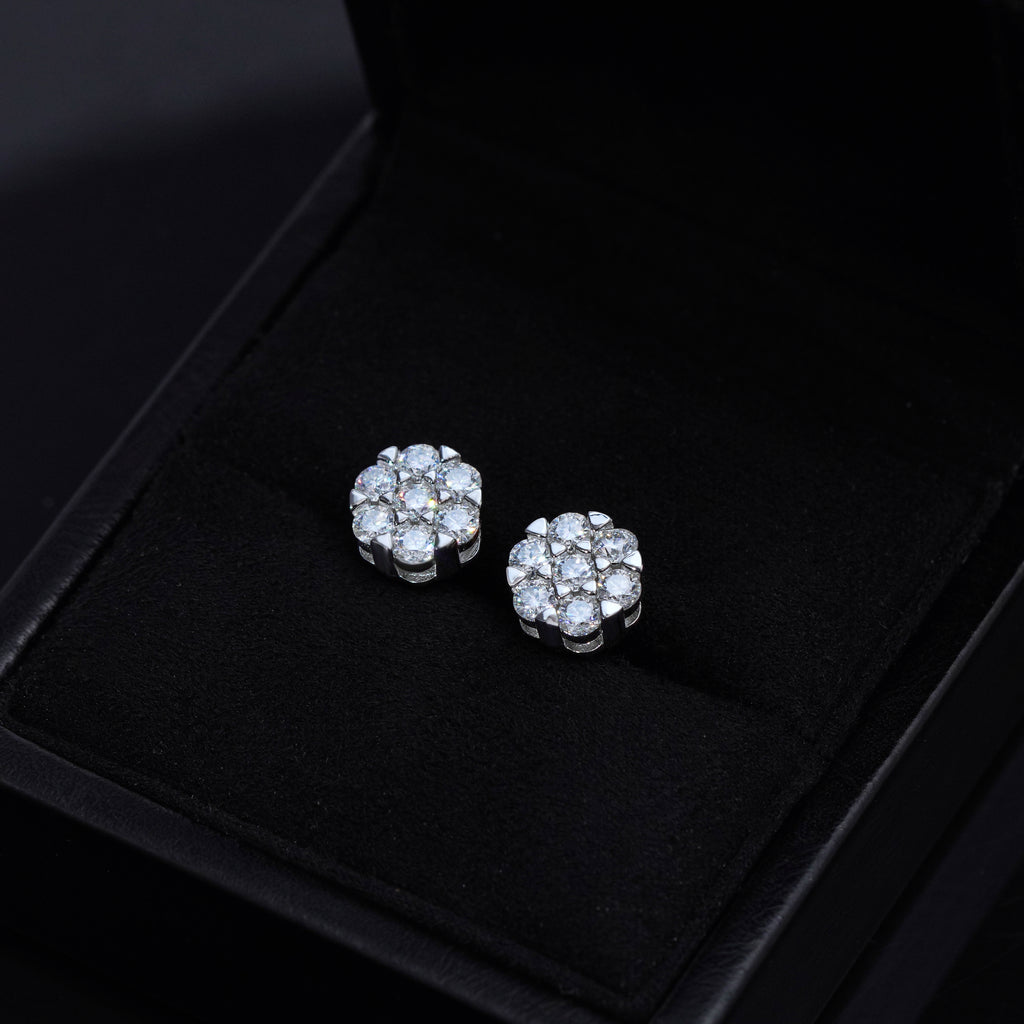 Cluster VVS Moissanite Earring .925 Sterling Silver