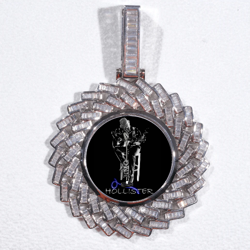 Large 3D Baguette Custom Picture Pendant