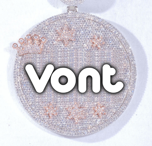 CUSTOM LETTER NECKLACE 3D BIG CROWN DISC