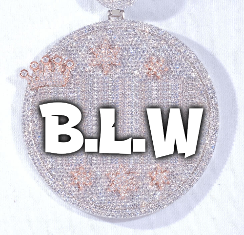 CUSTOM LETTER NECKLACE 3D BIG CROWN DISC
