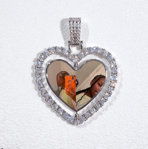 3D Spinning 2-Faced Heart Custom Picture Pendant
