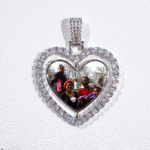 3D Spinning 2-Faced Heart Custom Picture Pendant