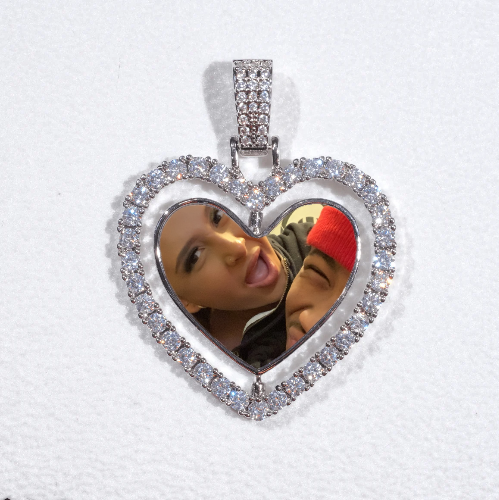 3D Spinning 2-Faced Heart Custom Picture Pendant