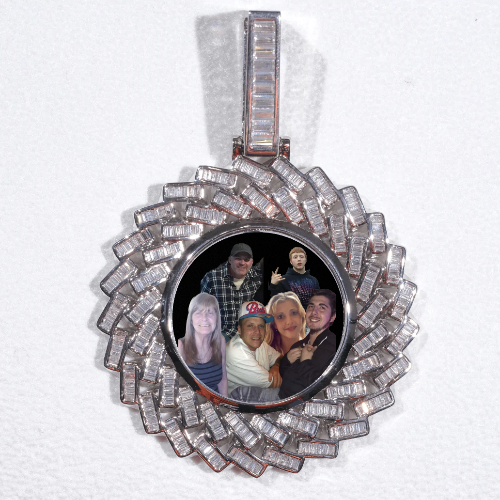 Large 3D Baguette Custom Picture Pendant