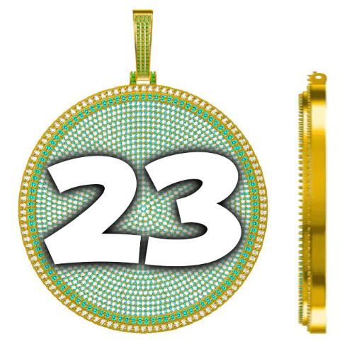 CUSTOM LETTER NECKLACE 3D BIG DISC