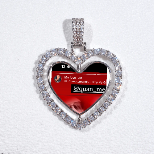 3D Spinning 2-Faced Heart Custom Picture Pendant
