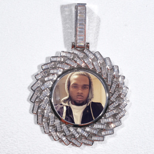 Large 3D Baguette Custom Picture Pendant