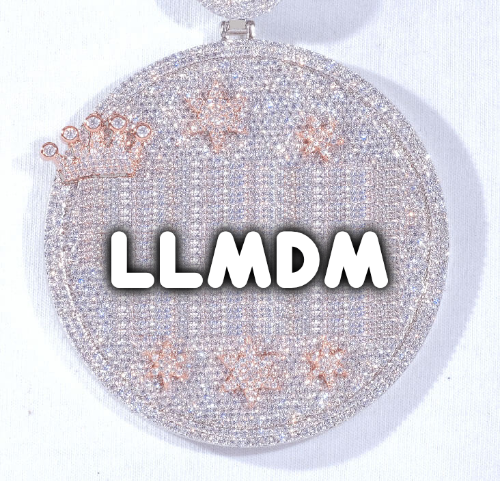 CUSTOM LETTER NECKLACE 3D BIG CROWN DISC