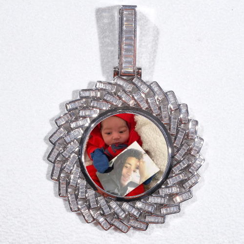 Large 3D Baguette Custom Picture Pendant