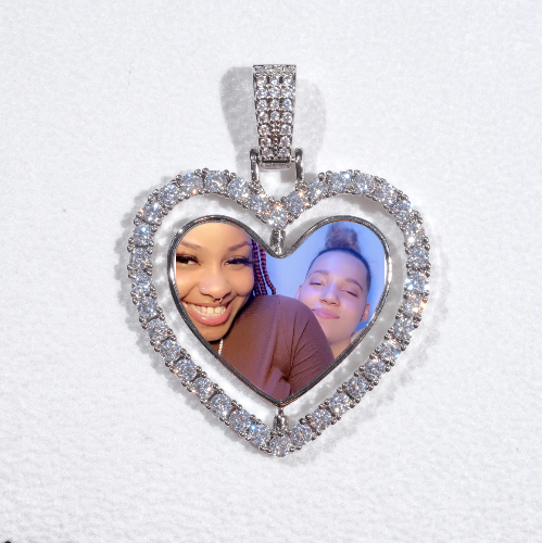 3D Spinning 2-Faced Heart Custom Picture Pendant