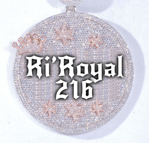 CUSTOM LETTER NECKLACE 3D BIG CROWN DISC
